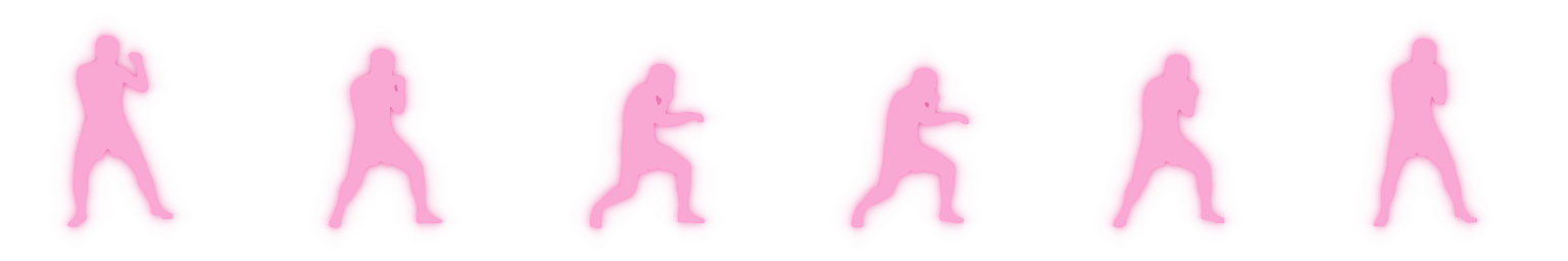 Animated silhouette of a cross to the body