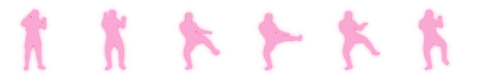 Animated silhouette of an inside low kick
